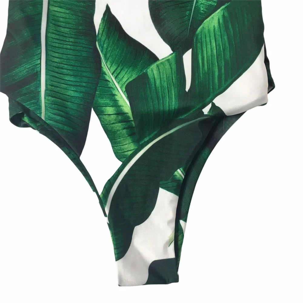 PALM LEAF Tropical  1Pc Criss Cross Back 1Pc Swim Sz M